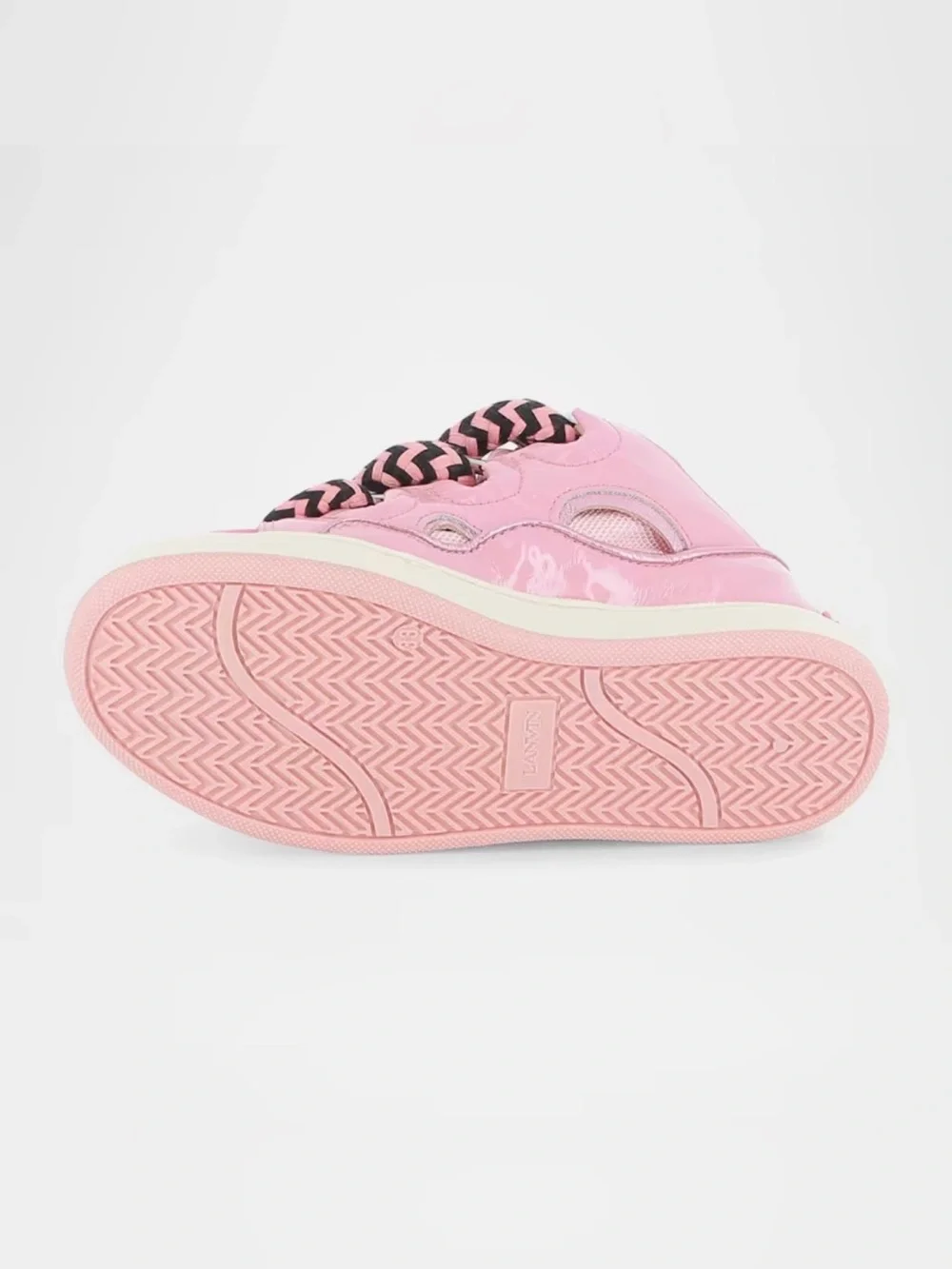 Lanvin Girls Two-Tone Curb Sneakers with Big Laces  Kids Size. 4